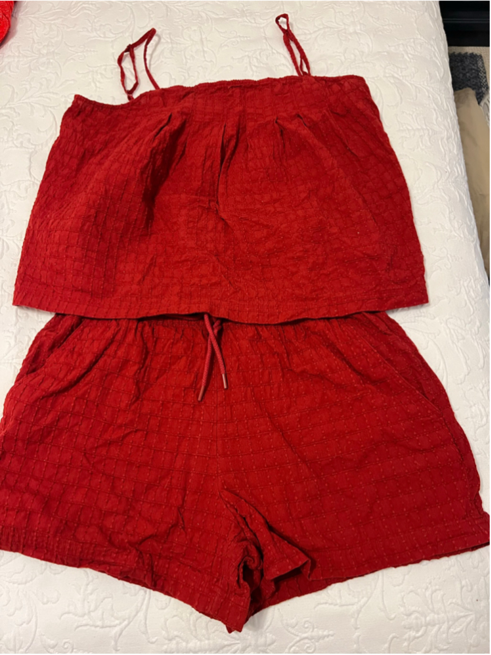 Women's Lou & Grey Red Textured 2 Piece Set Size XL & L Cotton/Linen Blend
